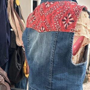 Women's Unbranded Denim Vest M Blue Red